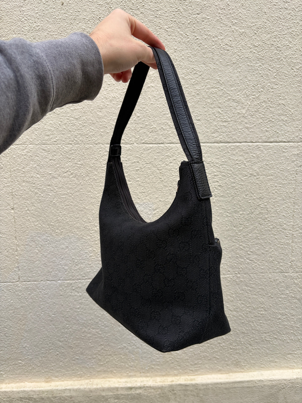 Tom Ford Era Gucci Black GG Denim Shoulder Bag