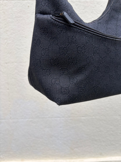 Tom Ford Era Gucci Black GG Denim Shoulder Bag