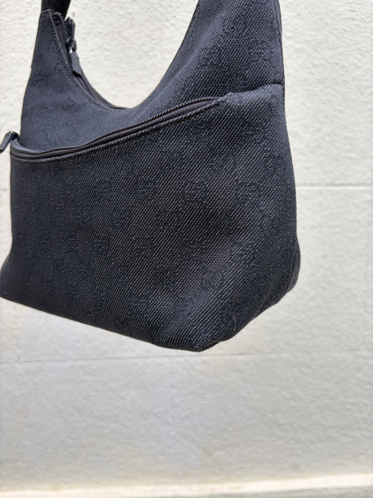 Tom Ford Era Gucci Black GG Denim Shoulder Bag