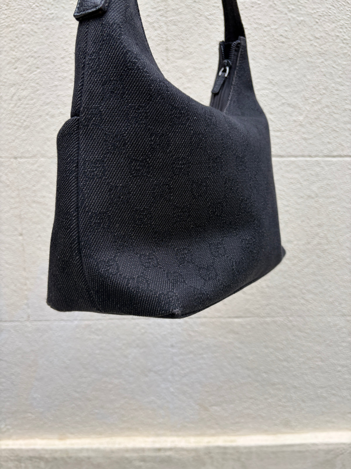 Tom Ford Era Gucci Black GG Denim Shoulder Bag