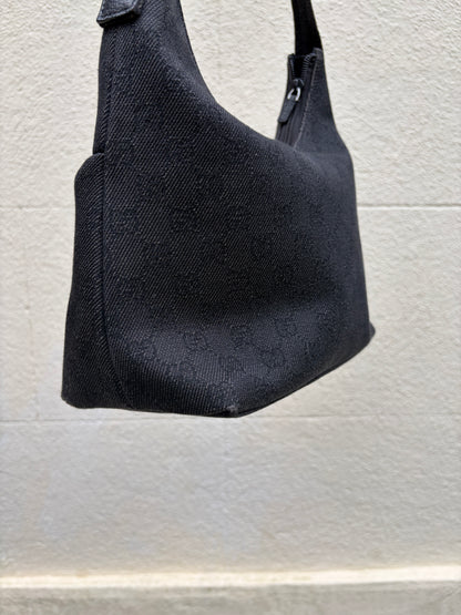 Tom Ford Era Gucci Black GG Denim Shoulder Bag