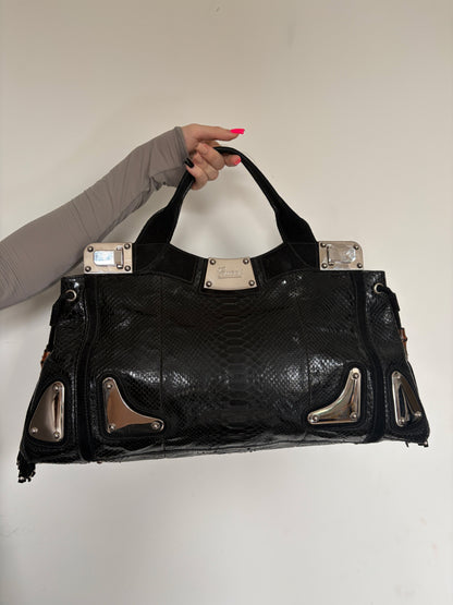 (RARE) 2007 Gucci Black Python Race Tote Bag