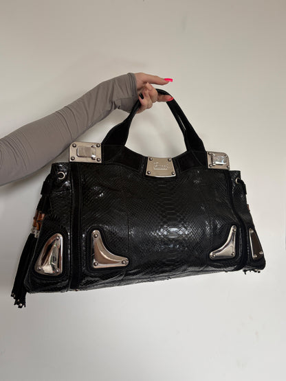 (RARE) 2007 Gucci Black Python Race Tote Bag
