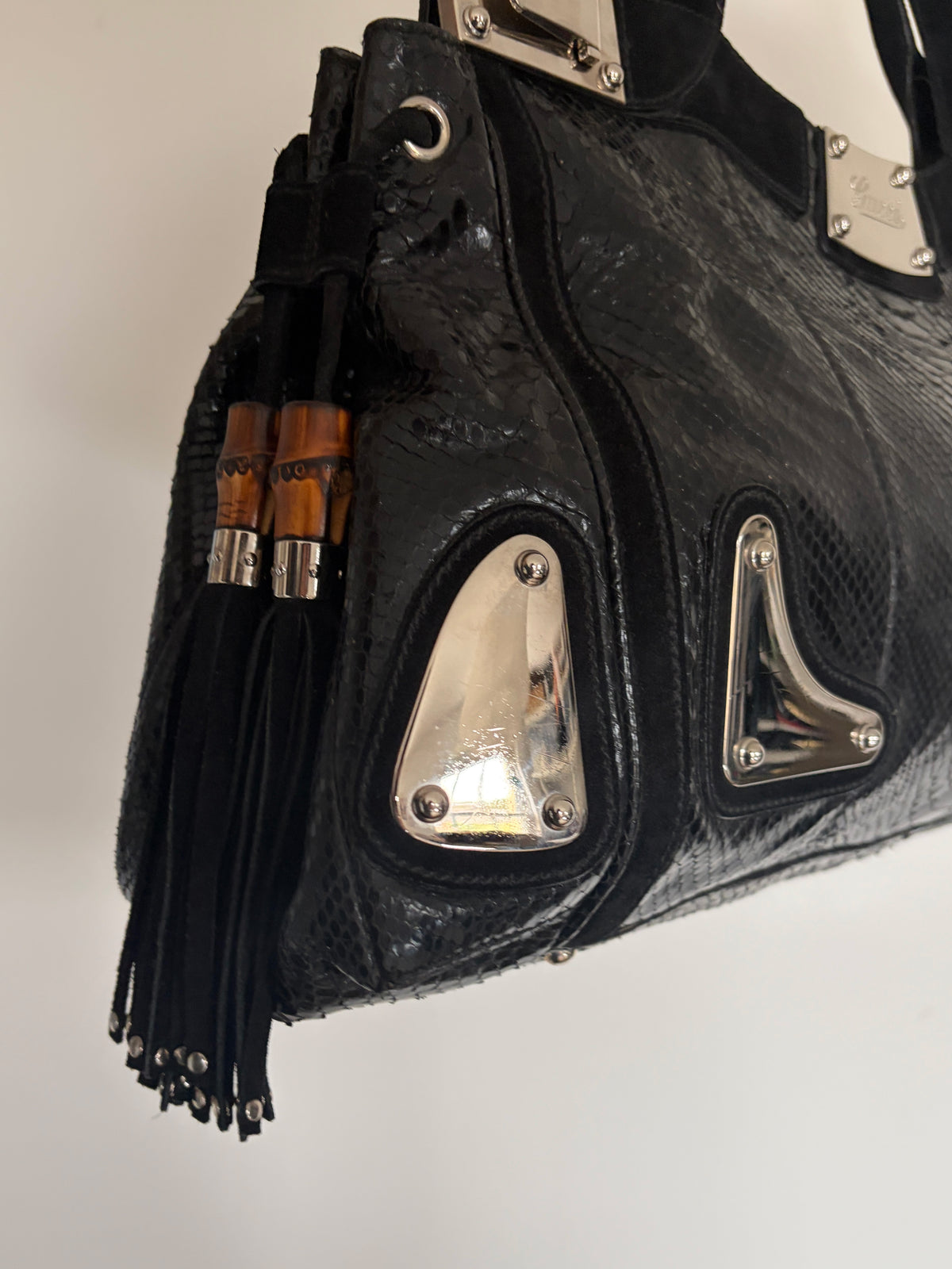 (RARE) 2007 Gucci Black Python Race Tote Bag