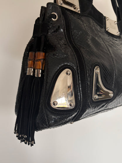 (RARE) 2007 Gucci Black Python Race Tote Bag