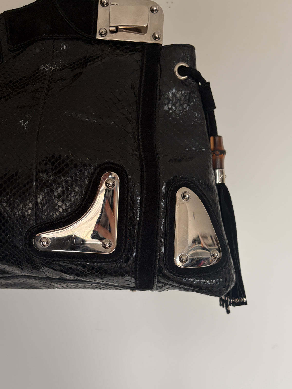 (RARE) 2007 Gucci Black Python Race Tote Bag