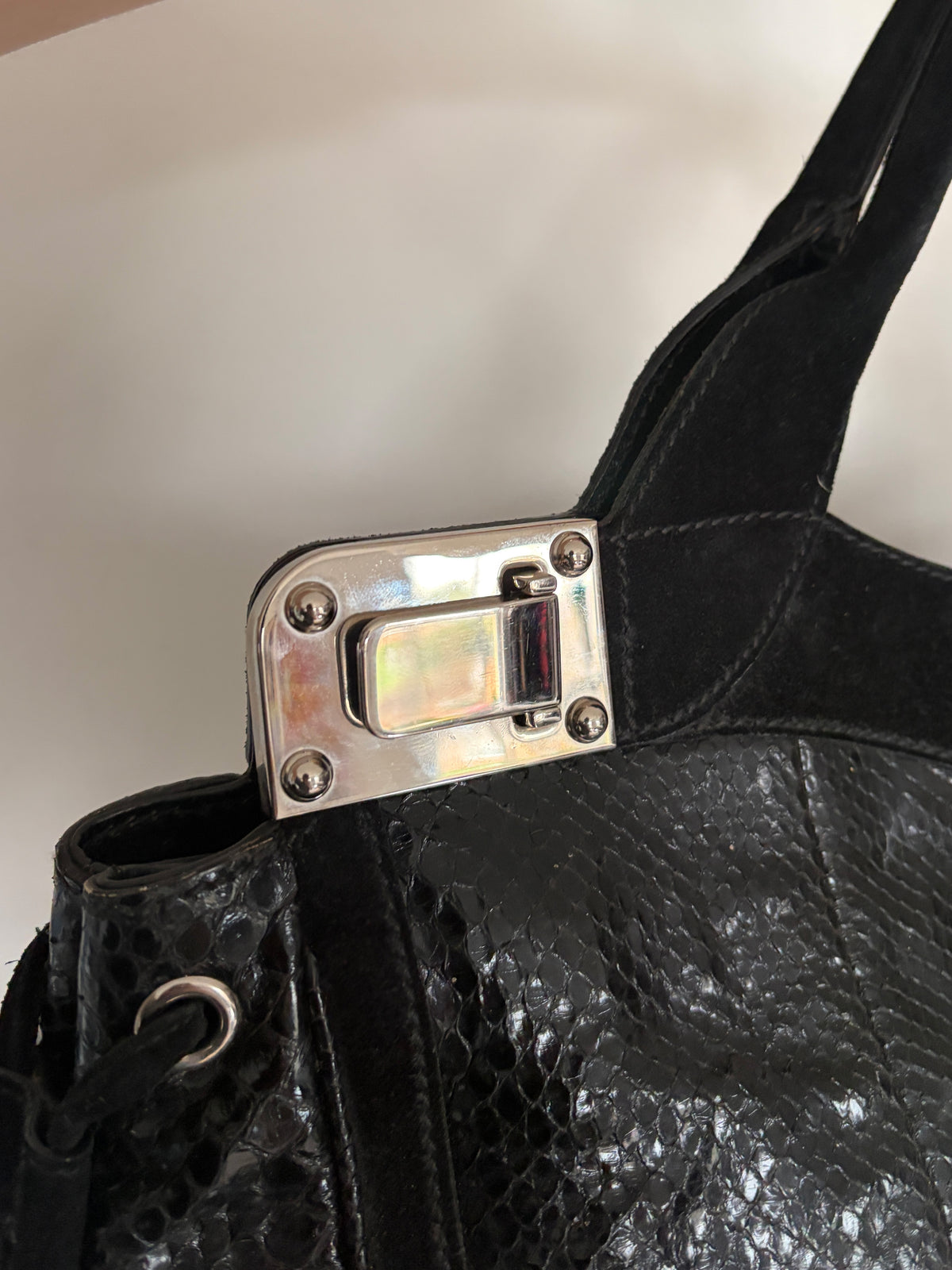 (RARE) 2007 Gucci Black Python Race Tote Bag