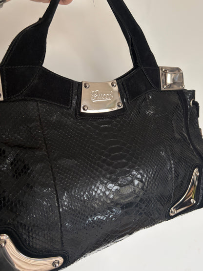 (RARE) 2007 Gucci Black Python Race Tote Bag