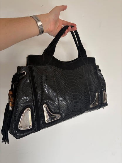 (RARE) 2007 Gucci Black Python Race Tote Bag