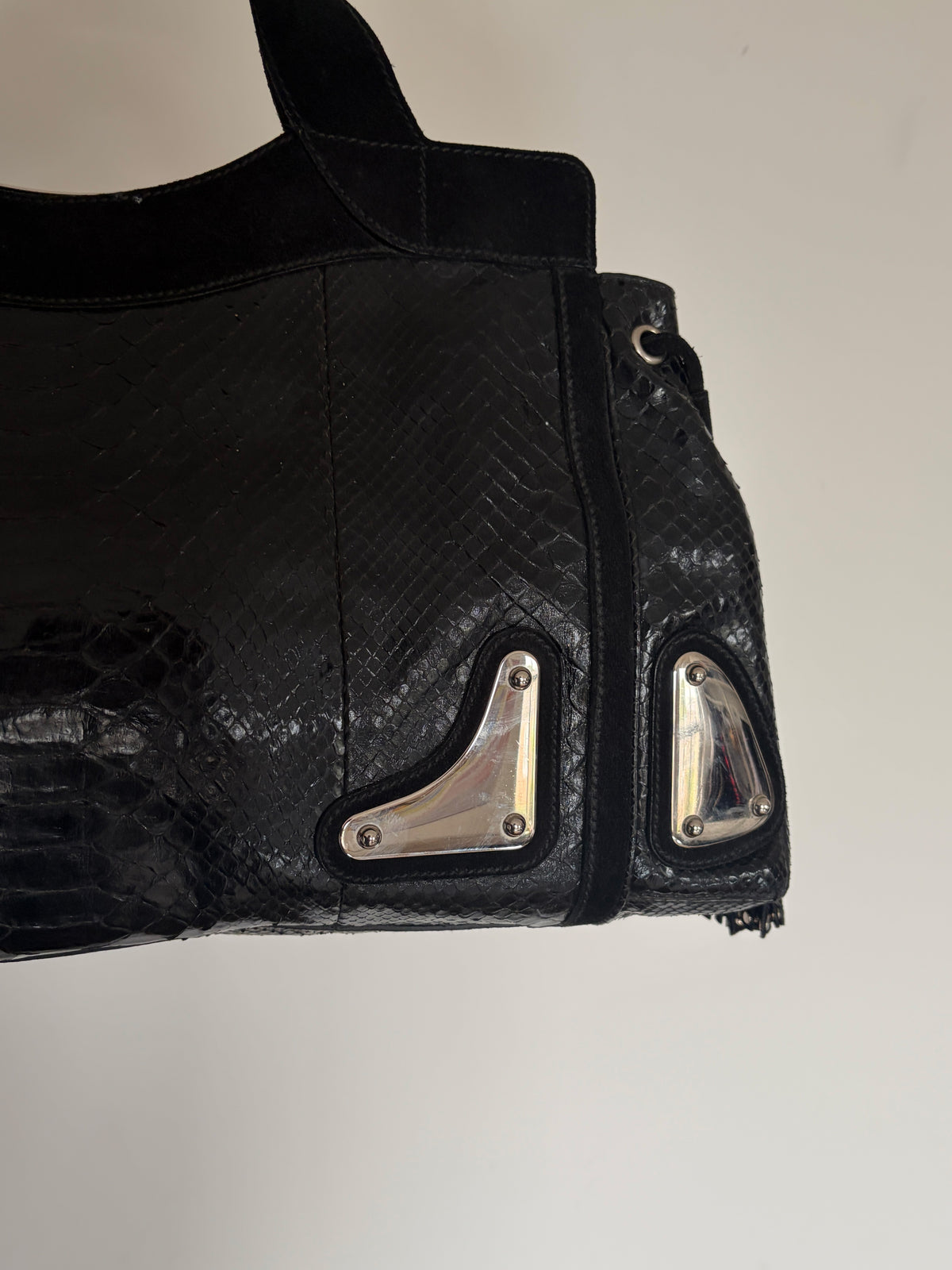 (RARE) 2007 Gucci Black Python Race Tote Bag