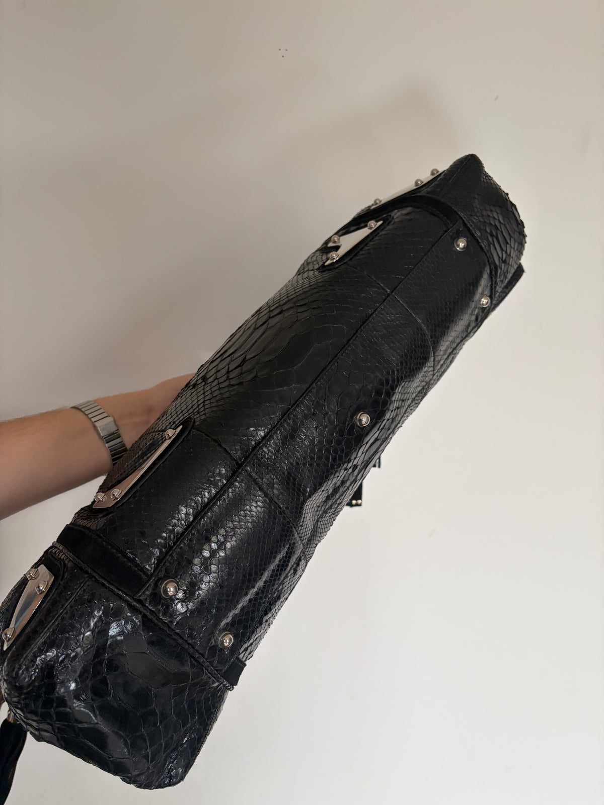 (RARE) 2007 Gucci Black Python Race Tote Bag