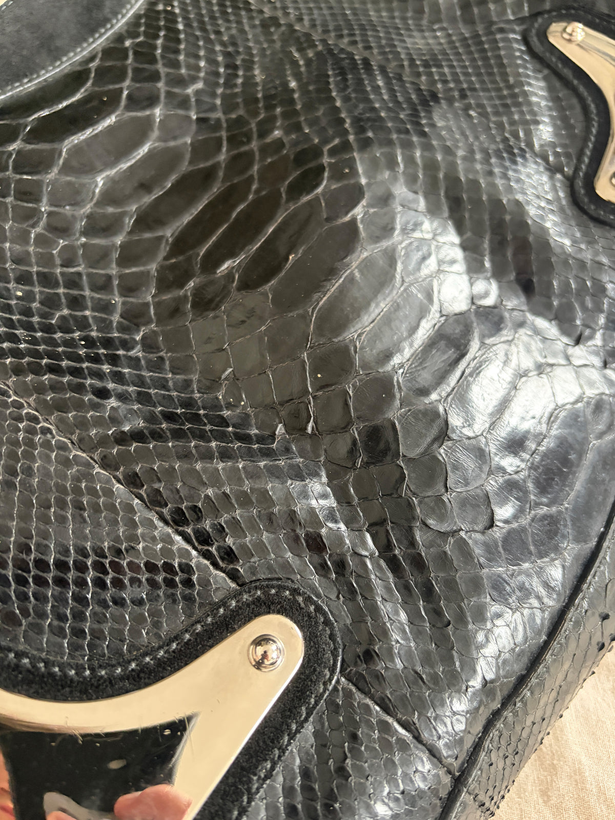 (RARE) 2007 Gucci Black Python Race Tote Bag