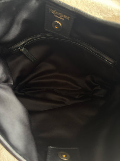 2005 YSL Rive Gauche Black Leather Scale Hobo Bag