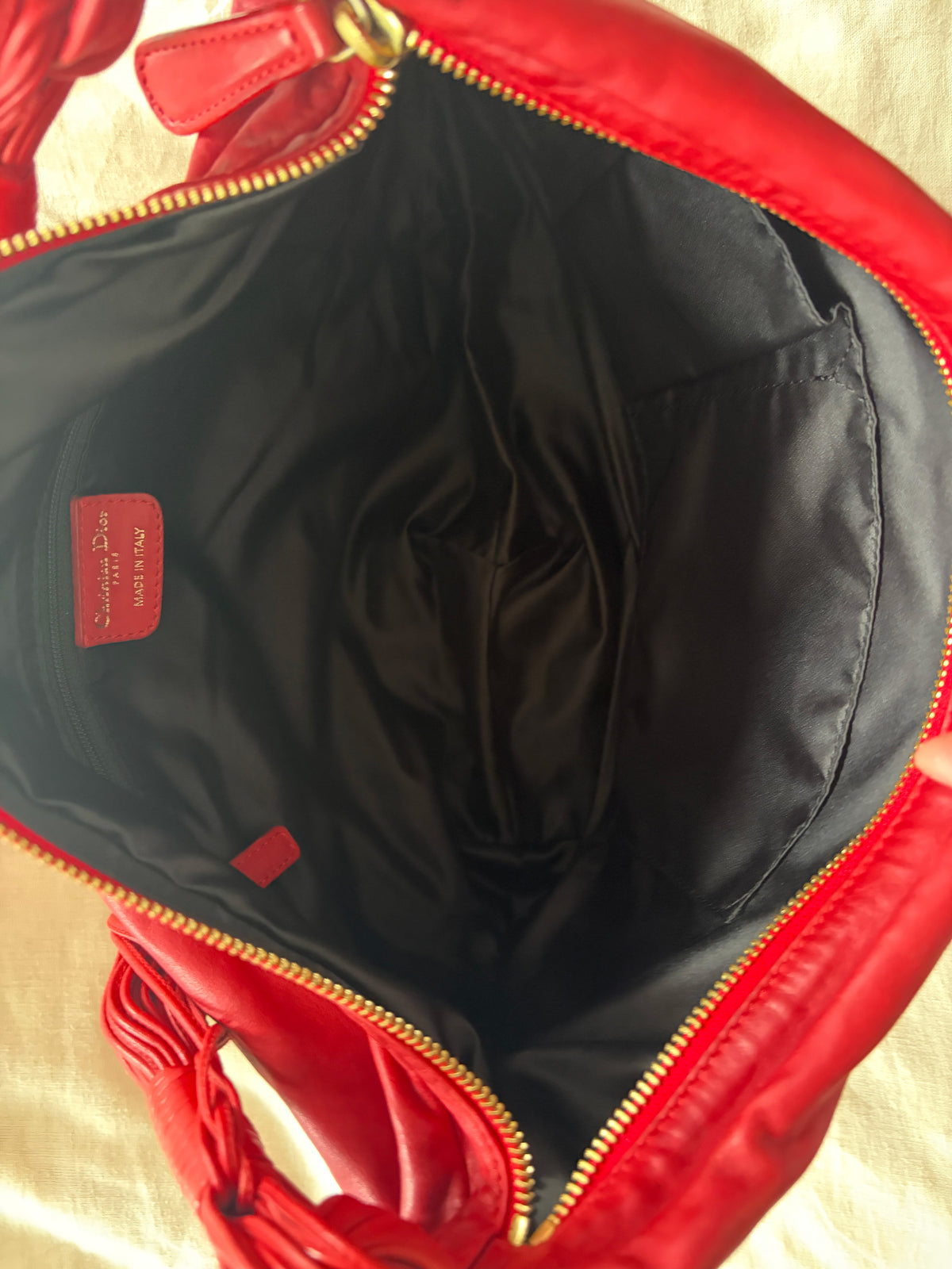 2007 Christian Dior Red Leather Gypsy Hobo Bag