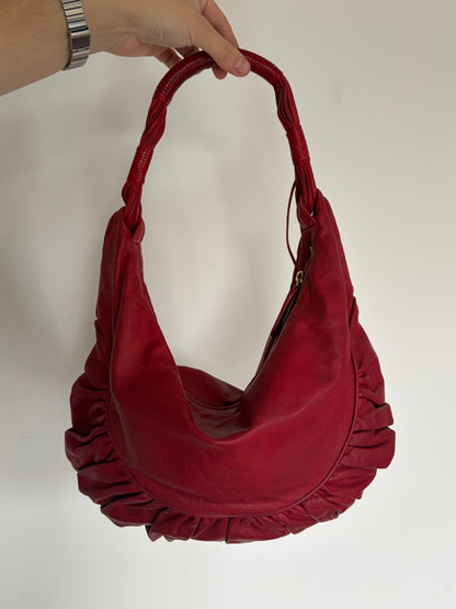 2007 Christian Dior Red Leather Gypsy Hobo Bag