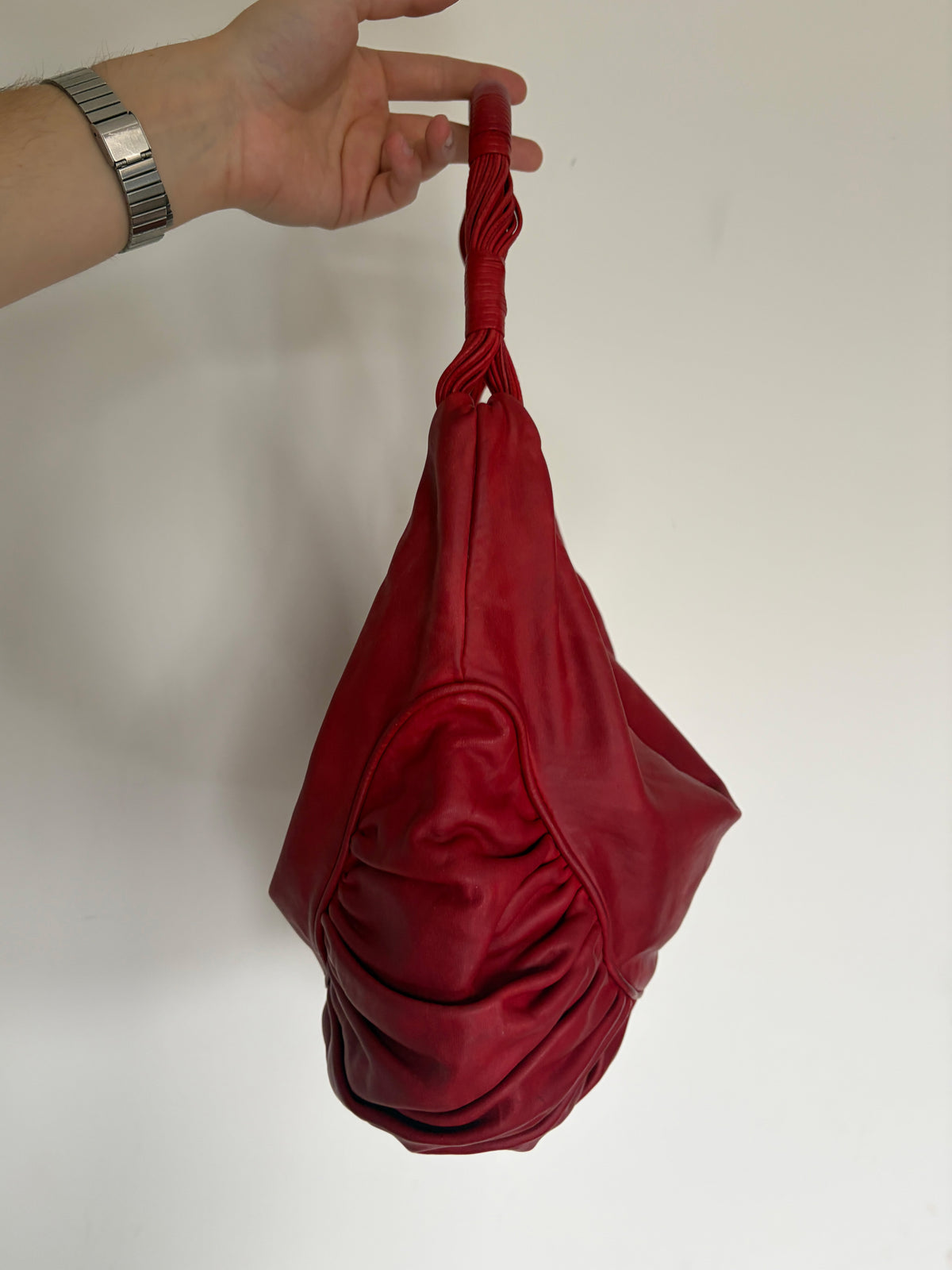 2007 Christian Dior Red Leather Gypsy Hobo Bag