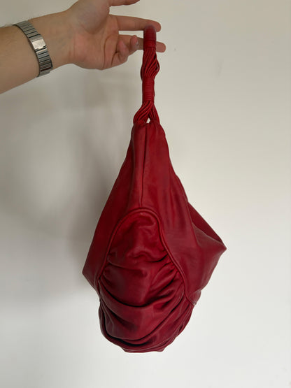 2007 Christian Dior Red Leather Gypsy Hobo Bag