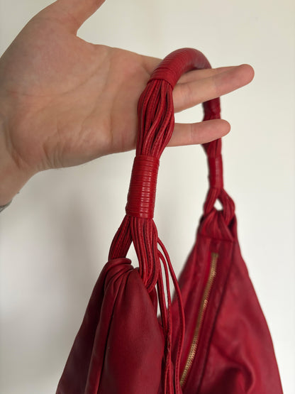 2007 Christian Dior Red Leather Gypsy Hobo Bag