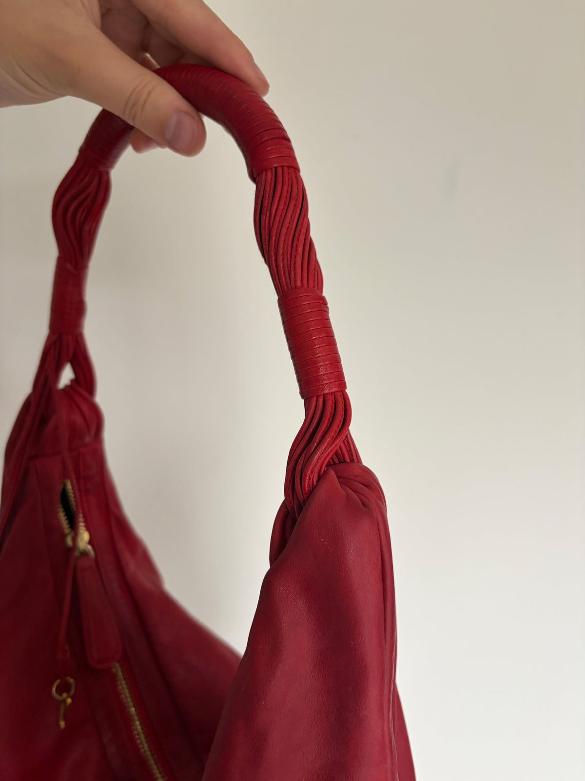 2007 Christian Dior Red Leather Gypsy Hobo Bag