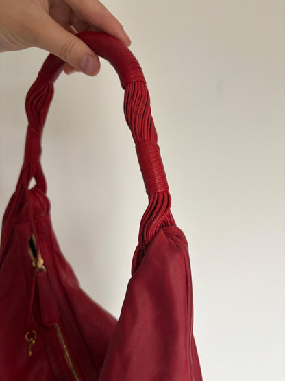 2007 Christian Dior Red Leather Gypsy Hobo Bag