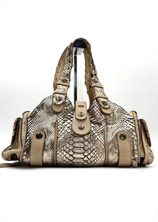 Chloe Silverado Metallic Python Bag